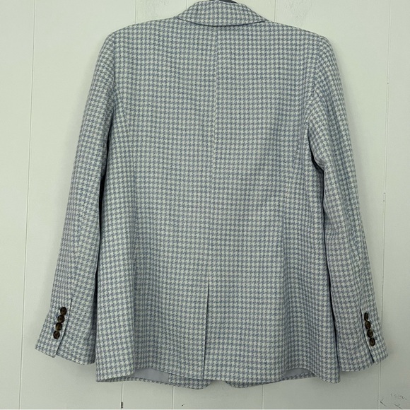 Ann Taylor The Petite Greenwich Blazer in Houndstooth Light Blue & White Size 10 - Picture 14 of 16